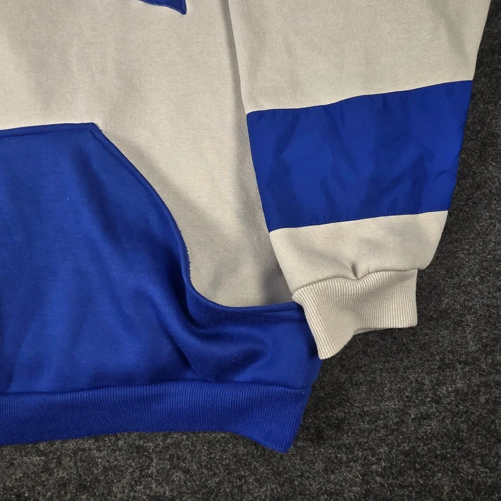 Y2K True Religion Men's Blue White Colorblock Oversized Sweatshirt Size XXL